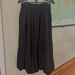 ELLEVEN Bubble Maxi Elastic Waist Puffy Hem A-Line Black Skirt w/Pockets - XL